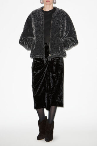 Abelina Burnout Velvet Bomber Jacket