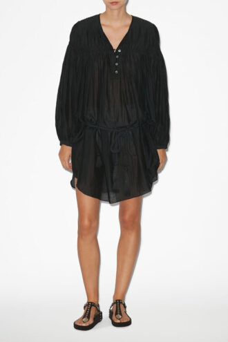 Adeliani Short Cotton Dress with Long Sleeves