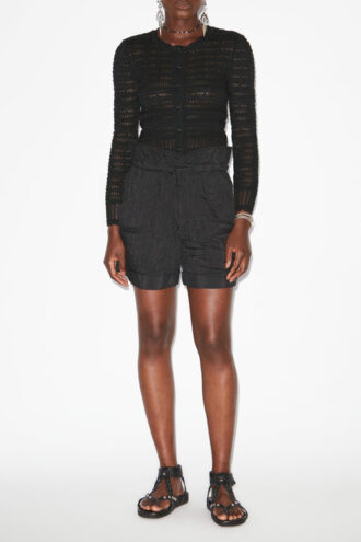Ajaline Short Openwork Knit Cardigan