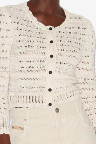 Ajaline Short Openwork Knit Cardigan