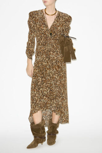 Albini Gathered Silk Blend Midi Dress