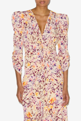 Albini Gathered Silk Blend Midi Dress