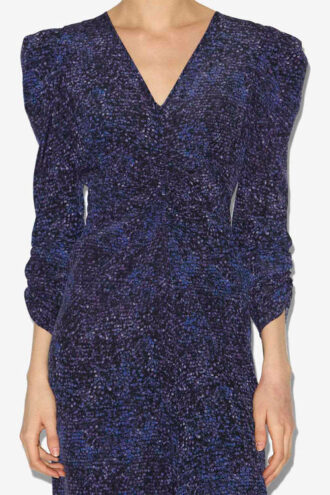 Albini Printed Gathered Silk Midi Dress