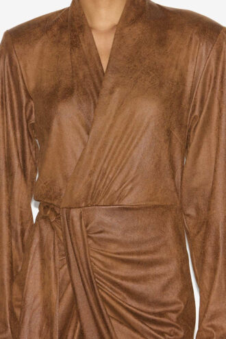 Aleora Faux Suede Wrap-Over Dress