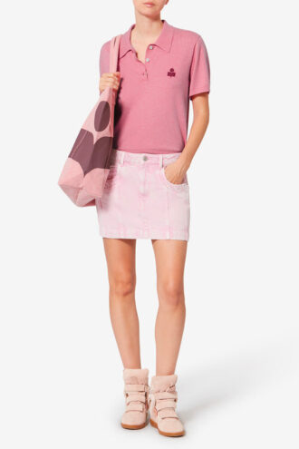 Althea Cotton and Wool Blend Knit Polo with Logo