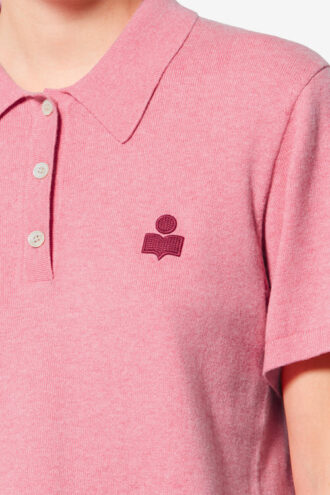 Althea Cotton and Wool Blend Knit Polo with Logo