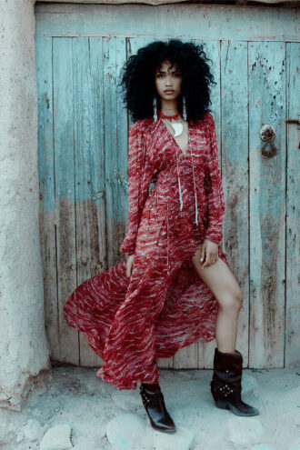 Amara Long Gathered Muslin Dress