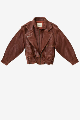 Aneli Lambskin Leather Jacket with Pockets