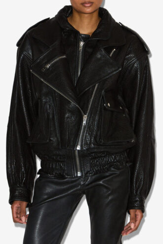 Aneli Lambskin Leather Jacket with Pockets