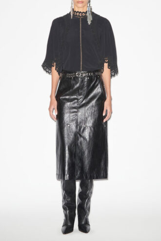 Angele Leather Style Midi Skirt