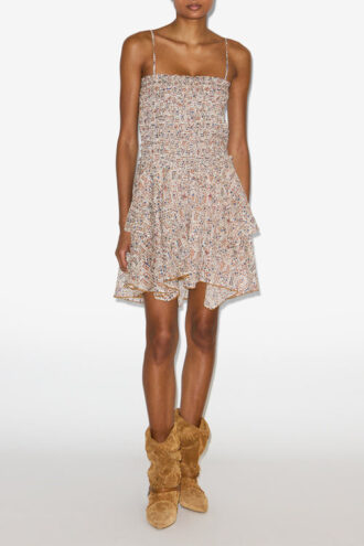 Anka Smocked Printed Lightweight Cotton Dress