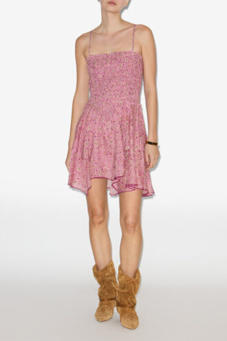 Anka Smocked Printed Lightweight Cotton Dress