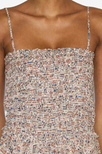 Anka Smocked Printed Lightweight Cotton Dress