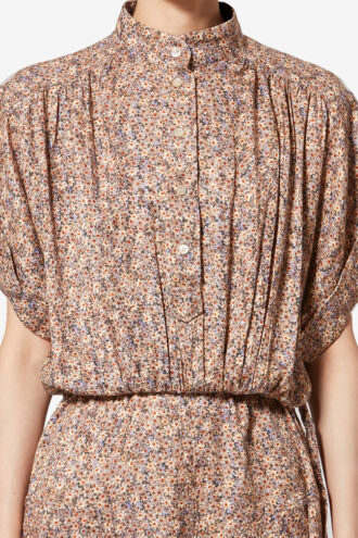 Ansley Long Floral Silk Jacquard Dress