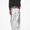 Aude Pants in Coated Silver-Finish Cotton