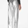 Aude Pants in Coated Silver-Finish Cotton