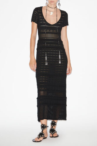 Aurore Long Openwork Knit Dress