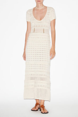 Aurore Long Openwork Knit Dress