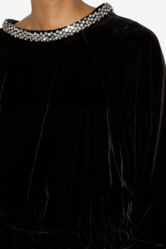 Beniga Gathered Velvet Dress