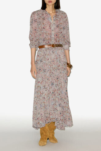 Besma Long Printed Crepe Skirt