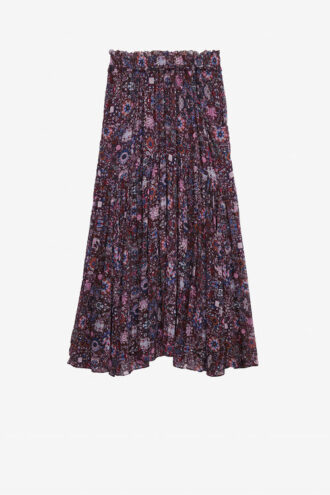 Besma Long Printed Crepe Skirt