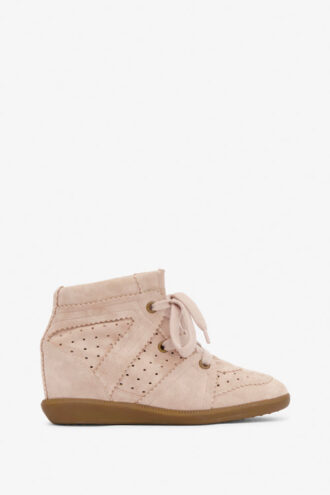 Bobby Perforated Suede Leather Wedge Sneakers