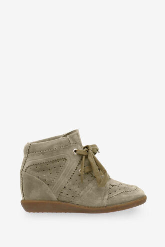 Bobby Suede Calfskin Leather Wedge Sneakers