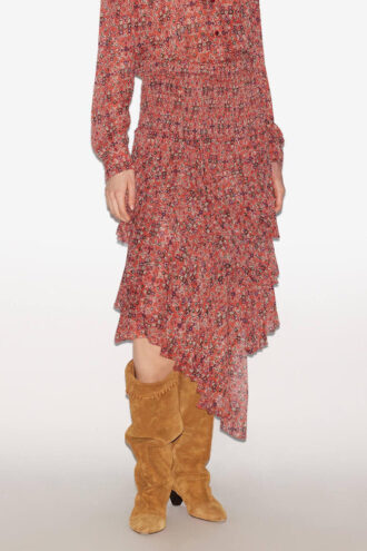 Brigitte Frilly Printed Midi Skirt