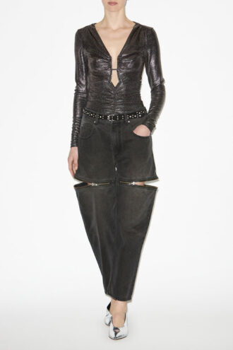 Buffy Draped Metallic Top