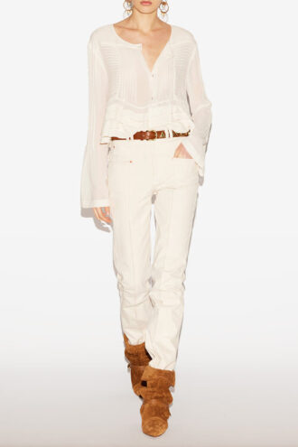 Carolia Pleated Crepe Blouse