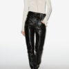 Chazia Straight-Leg Leather Pants