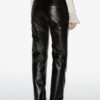 Chazia Straight-Leg Leather Pants