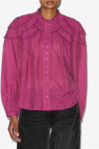 Christa Gathered Cotton Blouse