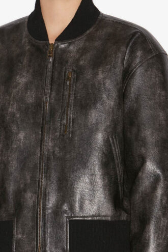 Crisley Faux Leather Bomber Jacket