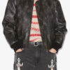 Crisley Faux Leather Bomber Jacket