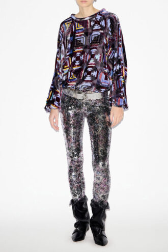 Dabia Top in Printed Velvet