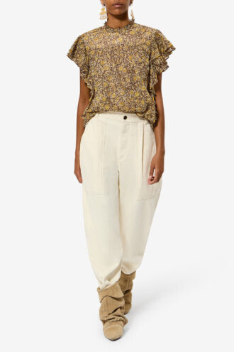 Dalyane Frilly Printed Cotton Voile Top