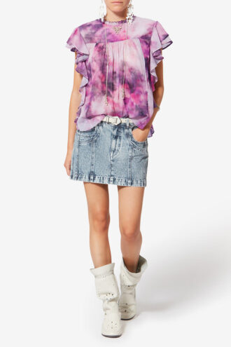 Dalyane Frilly Printed Cotton Voile Top
