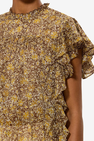 Dalyane Frilly Printed Cotton Voile Top