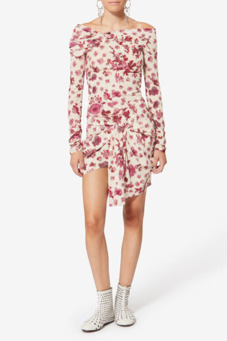 Danka Printed Draped Stretch Silk Top