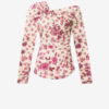 Danka Printed Draped Stretch Silk Top