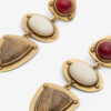 Dees Brass and Stone Pendant Earrings