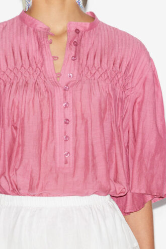 Destiny Smocked Blouse in Plain-Colored Cotton Voile