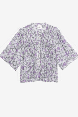 Destiny Smocked Blouse in Printed Cotton Voile