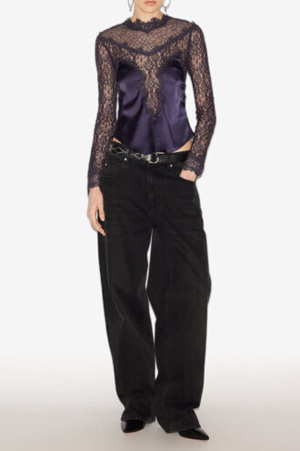 Diem Satin and Lace Top