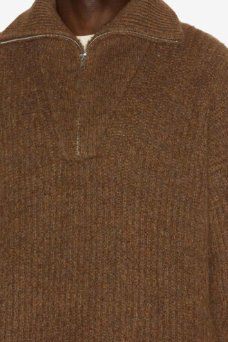 Dinan Zip-Up Collar Knit Sweater