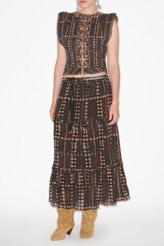 Diya Long Printed Cotton Voile Skirt