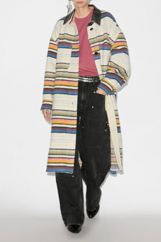 Djila Long Striped Wool Overshirt Coat