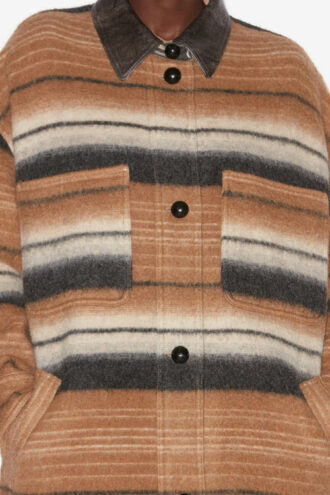 Djila Long Striped Wool Overshirt Coat
