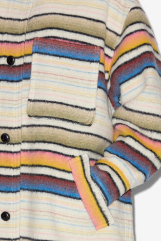 Djila Long Striped Wool Overshirt Coat